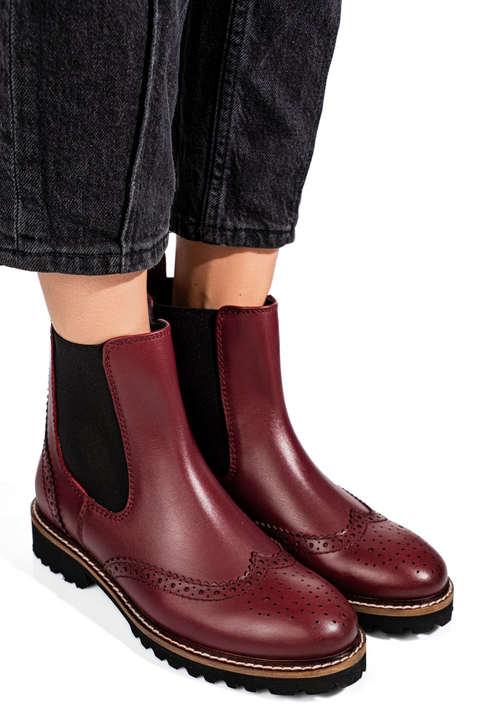 Bordó természetes bőr bakancs 1s7h3024