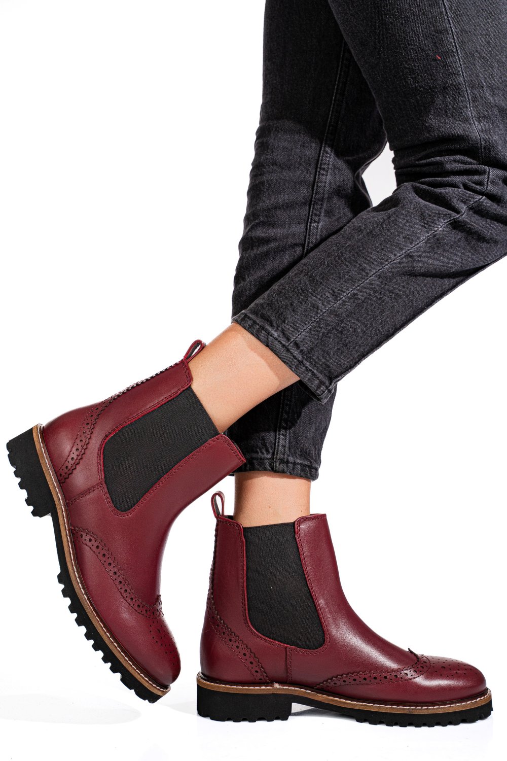 Bordó természetes bőr bakancs 1s7h3024