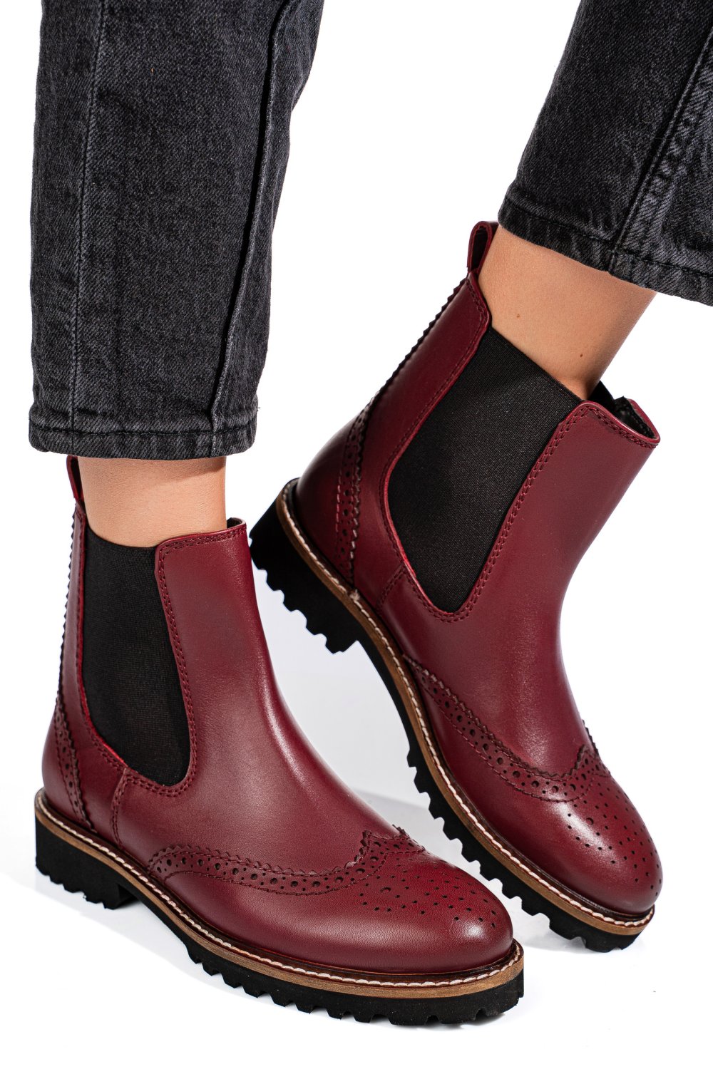 Bordó természetes bőr bakancs 1s7h3024