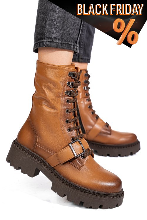 Barna természetes bőr bakancs 3s7h72