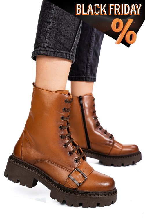 Barna természetes bőr bakancs 3s7h60