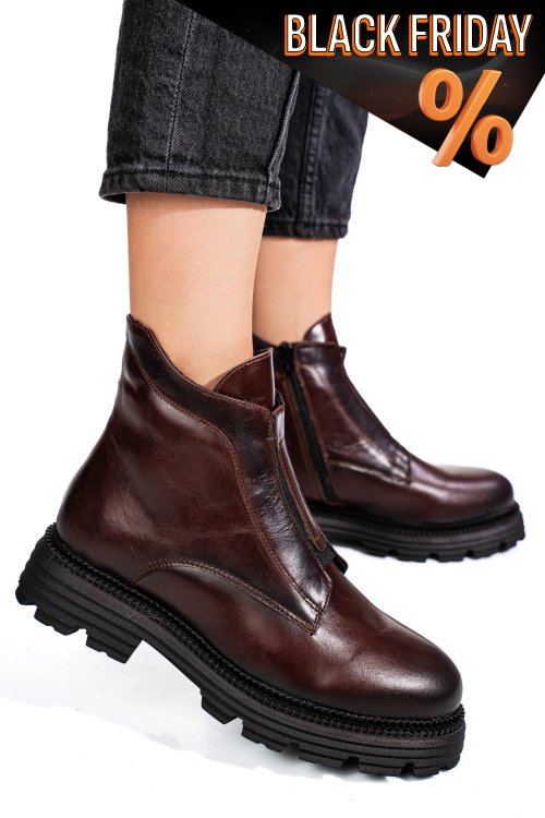 Barna természetes bőr bakancs 4s7h23