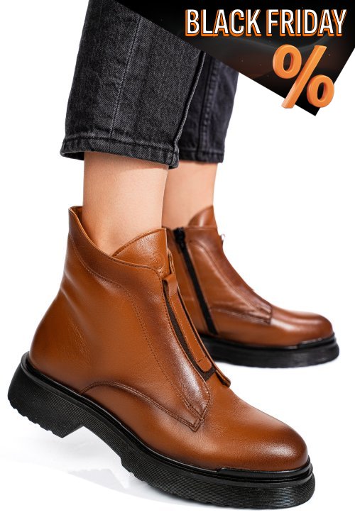 Barna természetes bőr bakancs 4s7h23