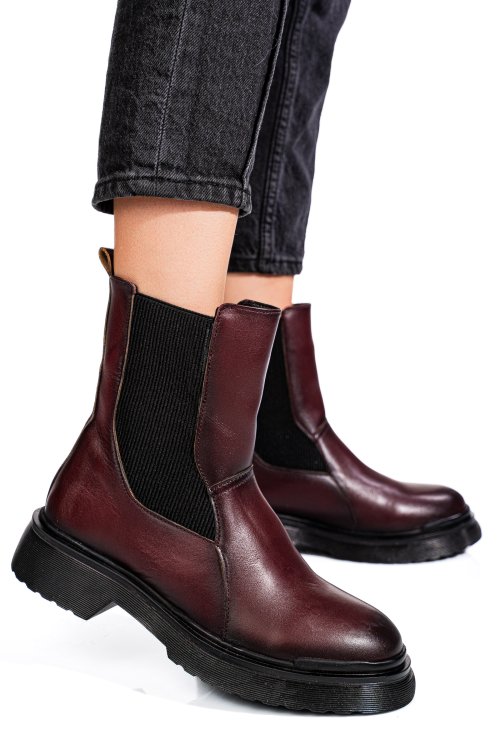Bordó természetes bőr bakancs 4s7h21