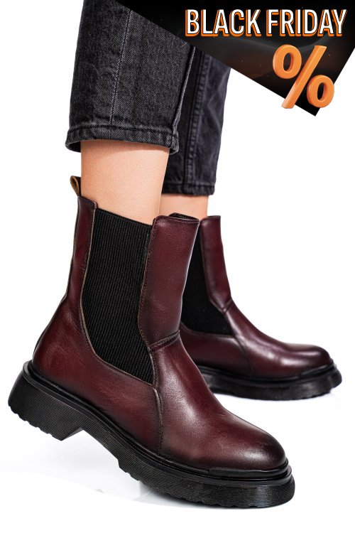 Bordó természetes bőr bakancs 4s7h21