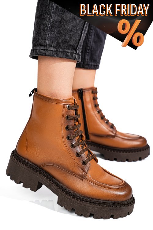 Barna természetes bőr bakancs 4s7h35