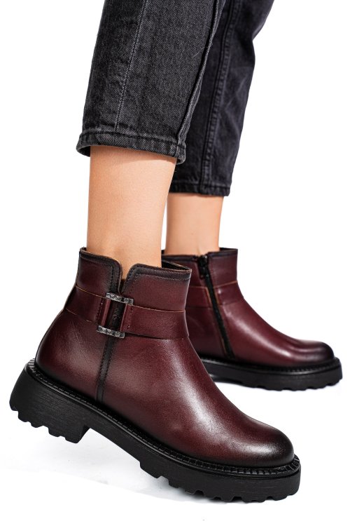 Bordó természetes bőr bakancs 4s7h34