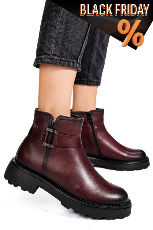 Bordó természetes bőr bakancs 4s7h34