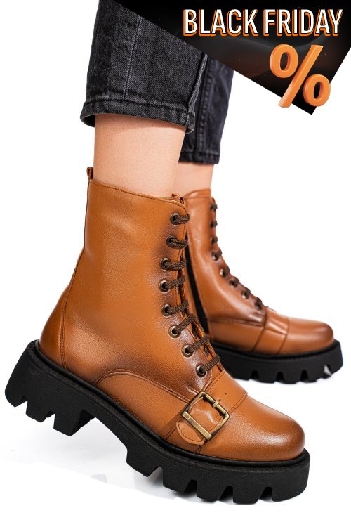 Barna természetes bőr bakancs 3s7h601