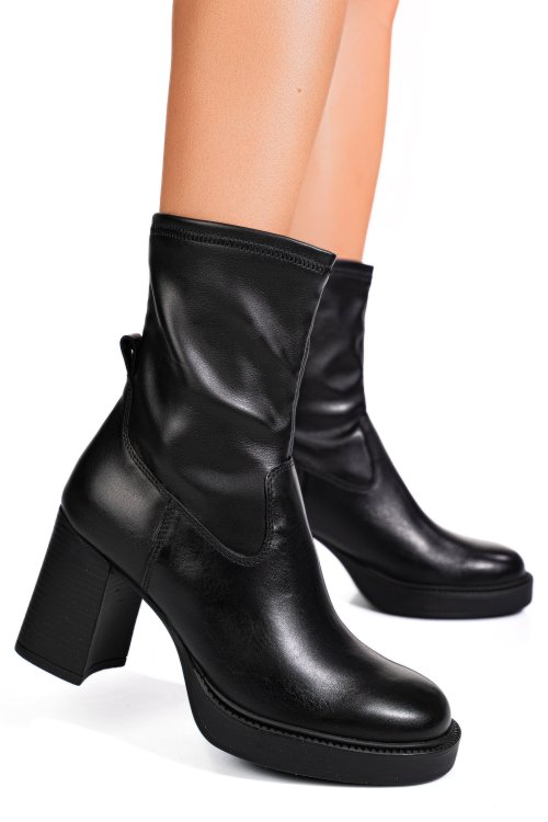 Fekete természetes bőr bakancs ws7hh-478h06