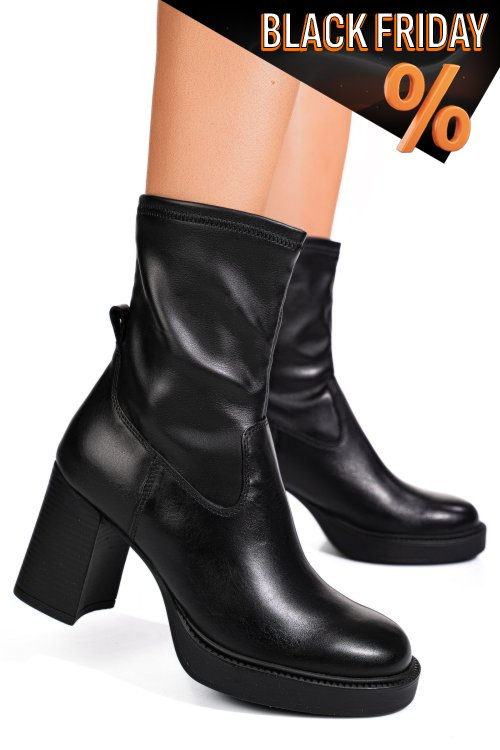 Fekete természetes bőr bakancs ws7hh-478h06