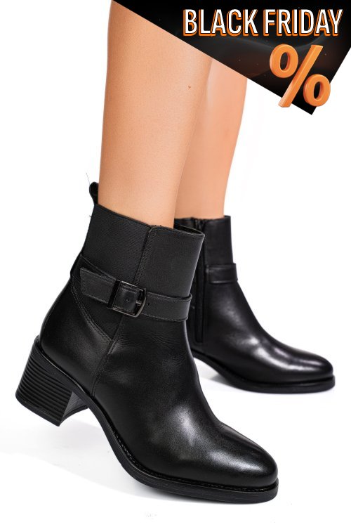 Fekete természetes bőr bakancs vs7hb26-4203
