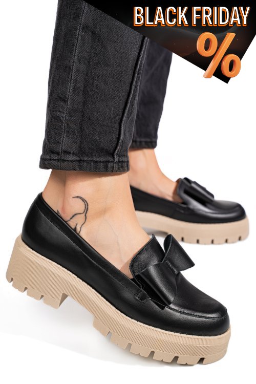 Fekete természetes bőr női lapos cipők 2s7h115