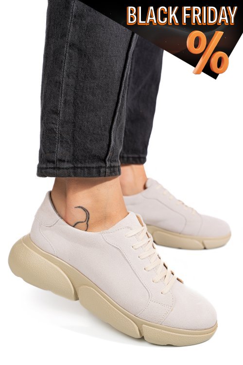 Bézs fordított bőr női lapos cipők 3s7h011b