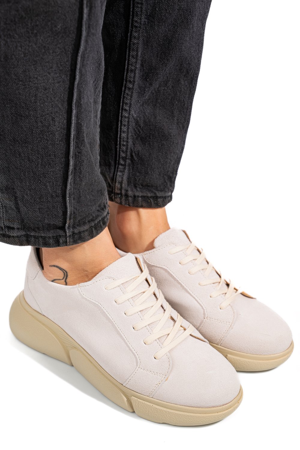 Bézs fordított bőr női lapos cipők 3s7h011b