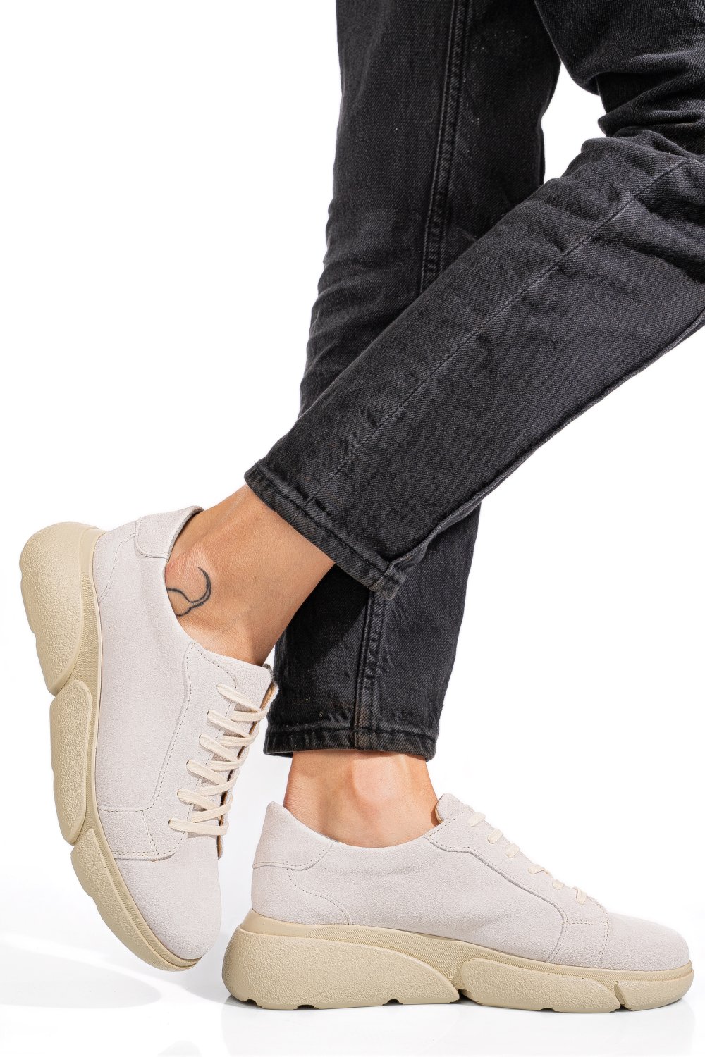 Bézs fordított bőr női lapos cipők 3s7h011b