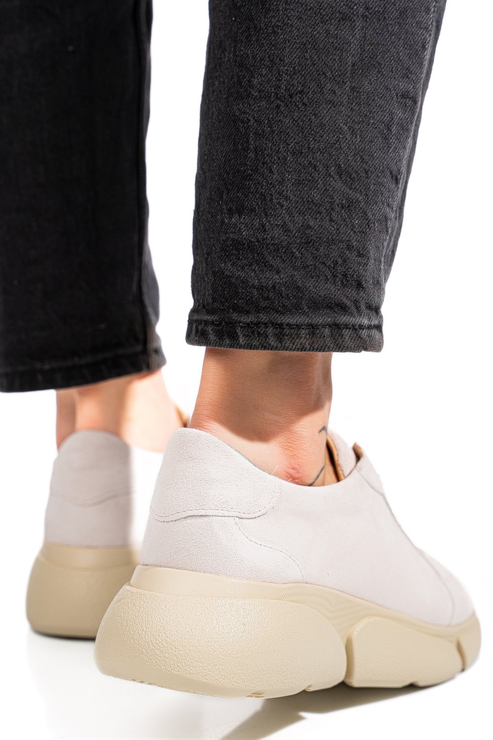 Bézs fordított bőr női lapos cipők 3s7h011b