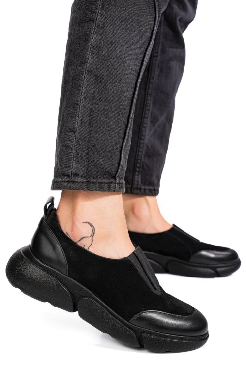 Fekete fordított bőr sport cipők 2s7h002l