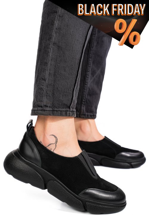 Fekete fordított bőr sport cipők 2s7h002l