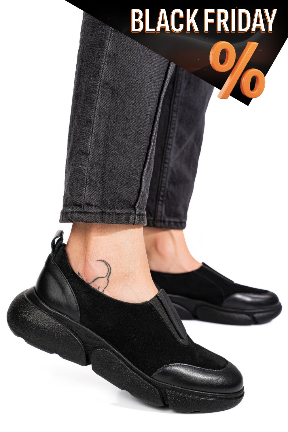 Fekete fordított bőr sport cipők 2s7h002l