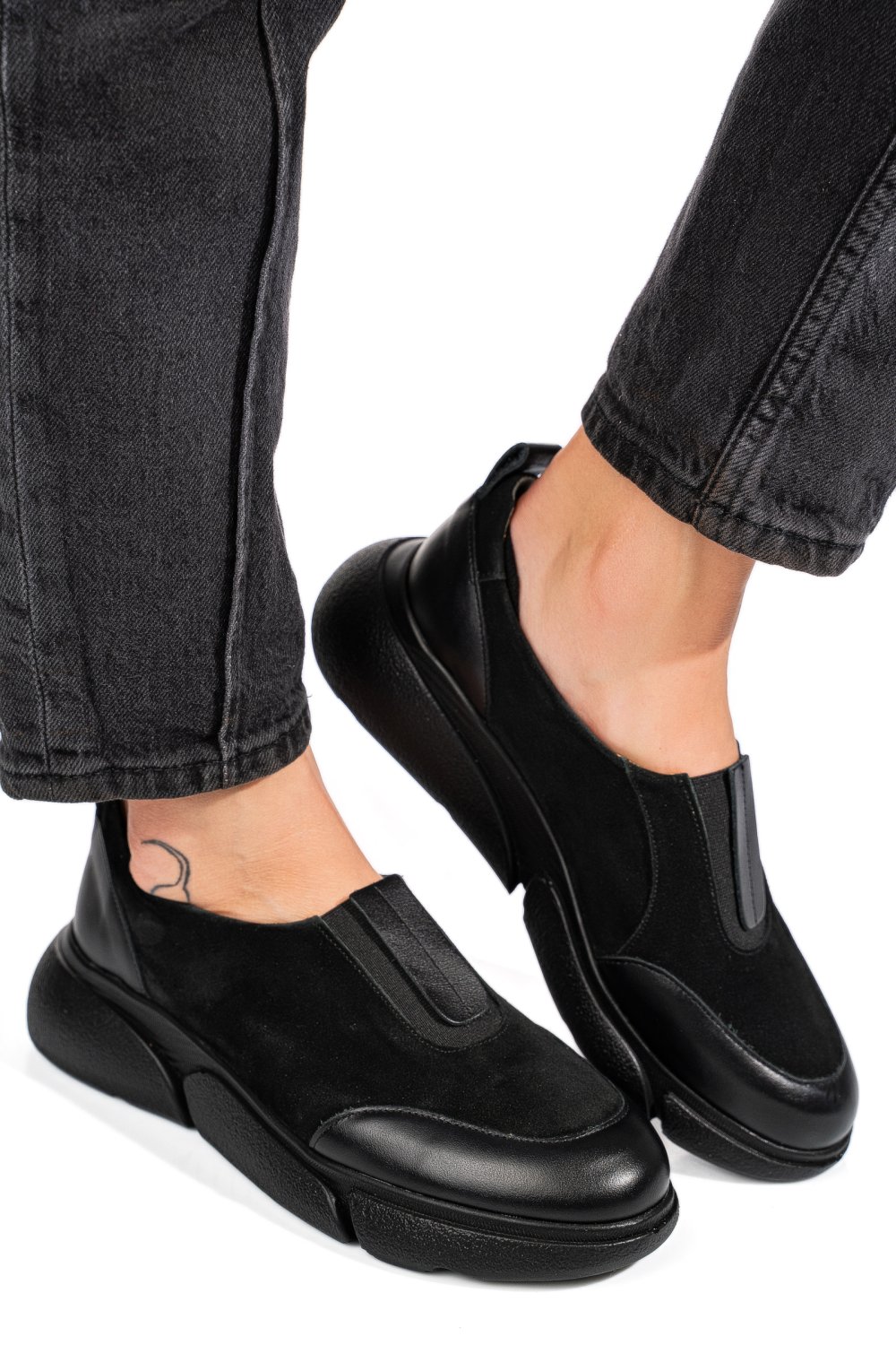 Fekete fordított bőr sport cipők 2s7h002l