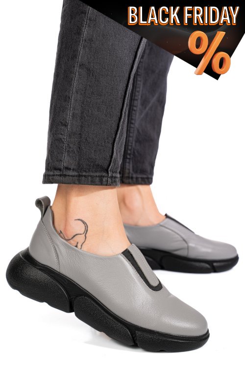 Szürke természetes bőr női lapos cipők 2s7h002l