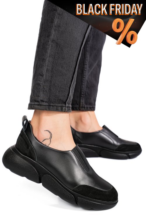 Fekete természetes bőr női lapos cipők 2s7h002l