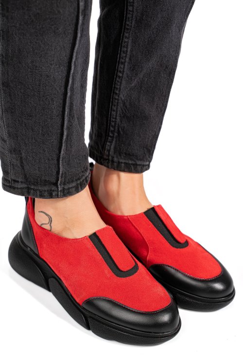 Piros fordított bőr sport cipők 2s7h002l