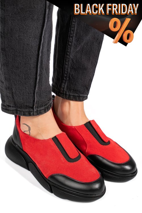 Piros fordított bőr sport cipők 2s7h002l