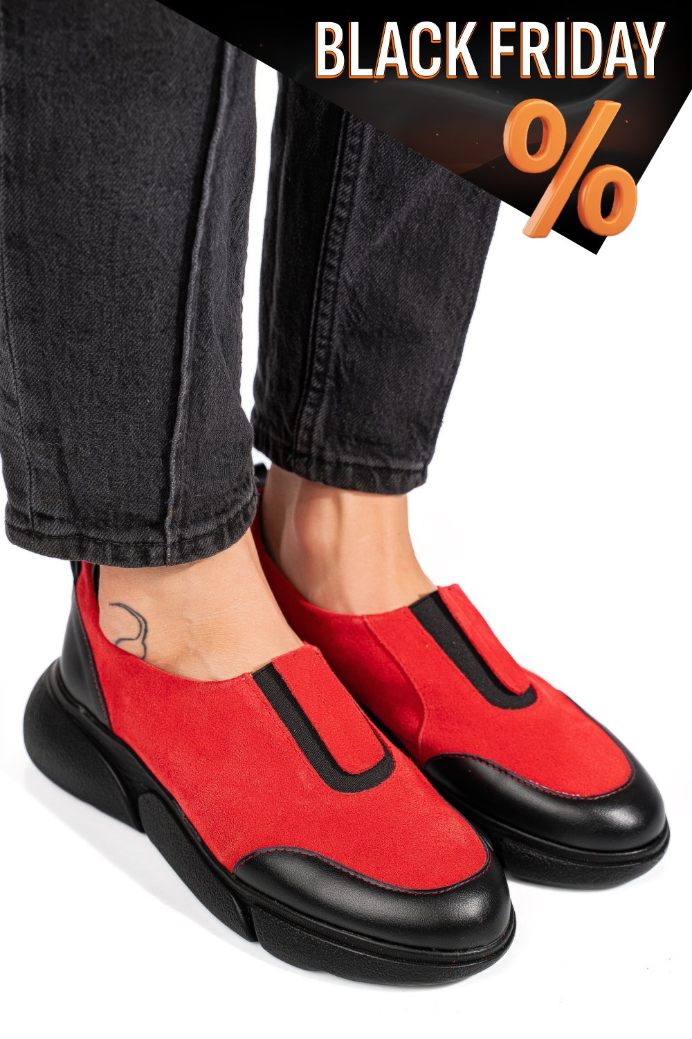 Piros fordított bőr sport cipők 2s7h002l