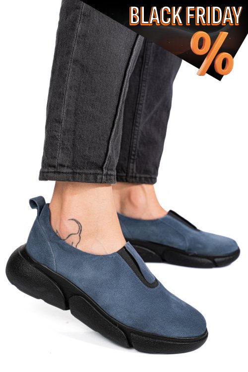 Kék fordított bőr női lapos cipők 2s7h002l