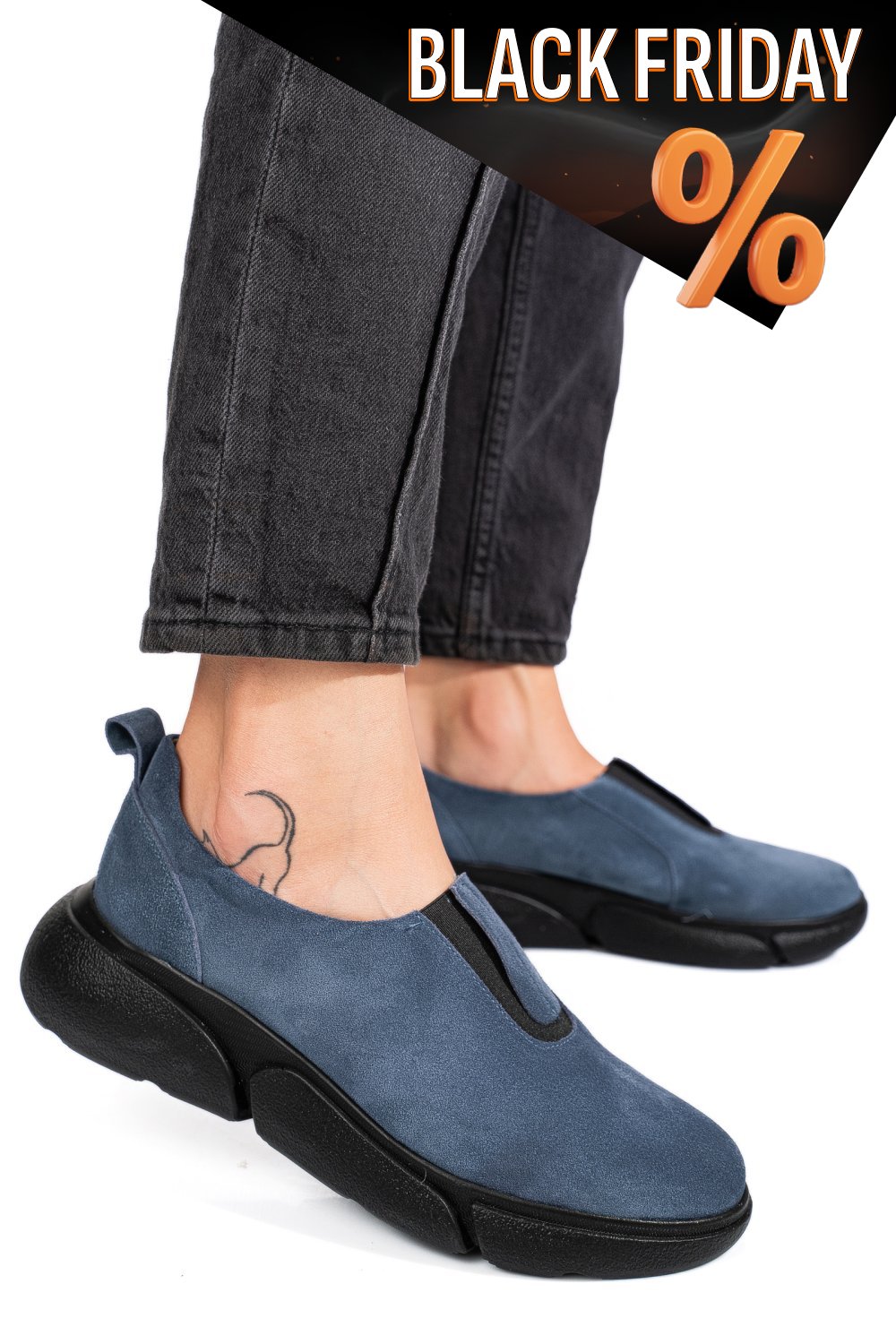 Kék fordított bőr női lapos cipők 2s7h002l