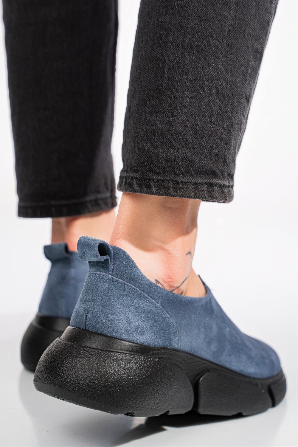 Kék fordított bőr női lapos cipők 2s7h002l