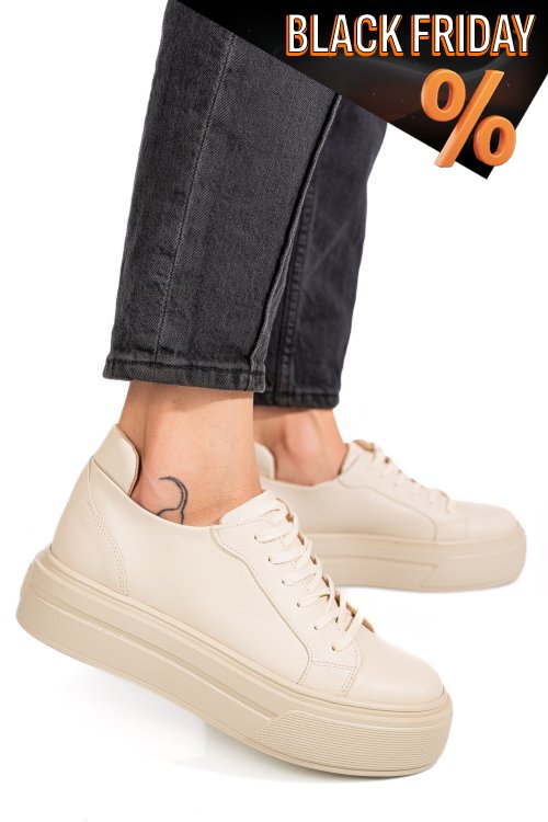 Bézs természetes bőr sport cipők 3s7h030