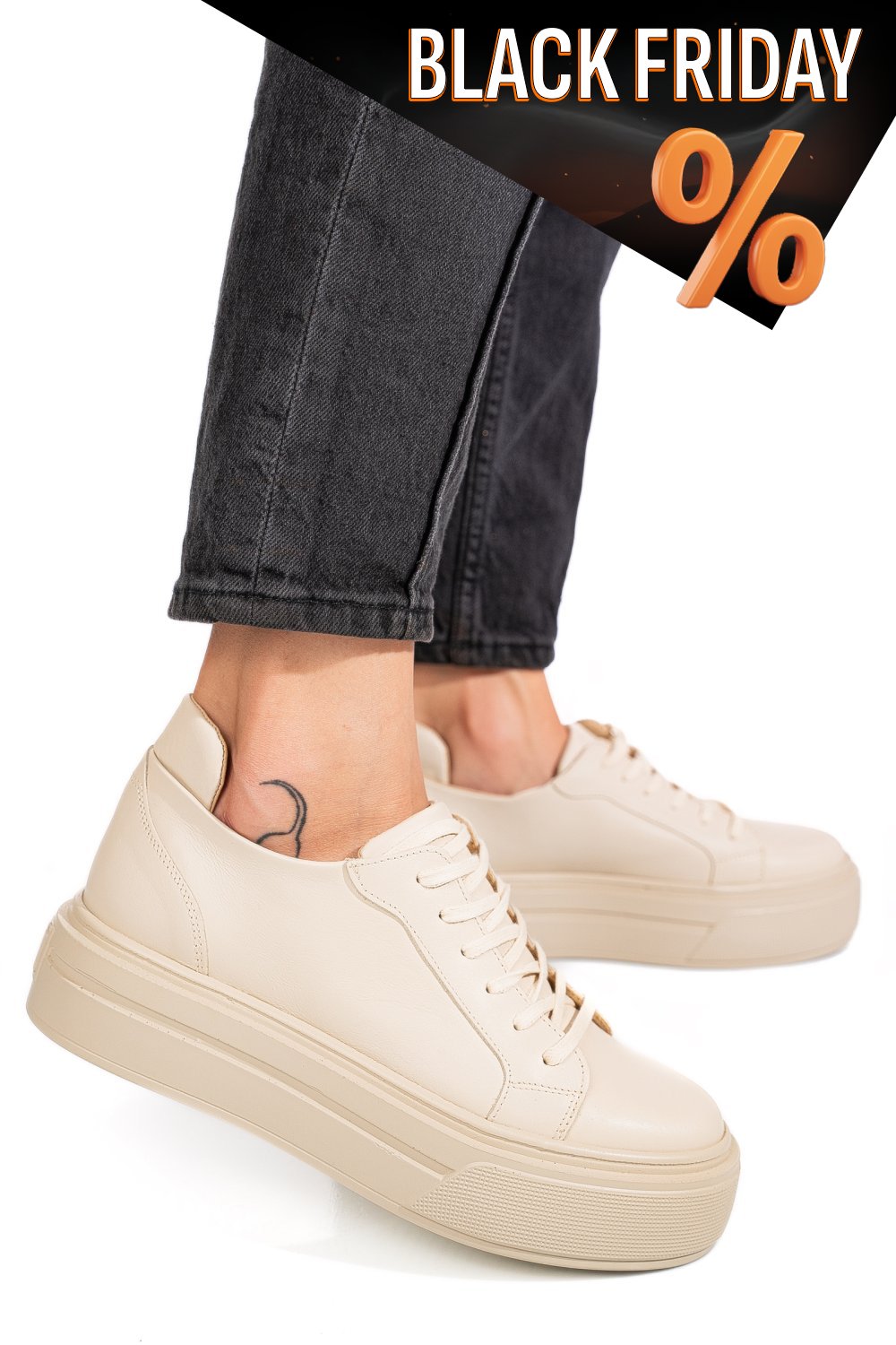 Bézs természetes bőr sport cipők 3s7h030