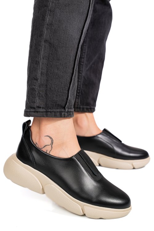 Fekete természetes bőr sport cipők 2s7h002l