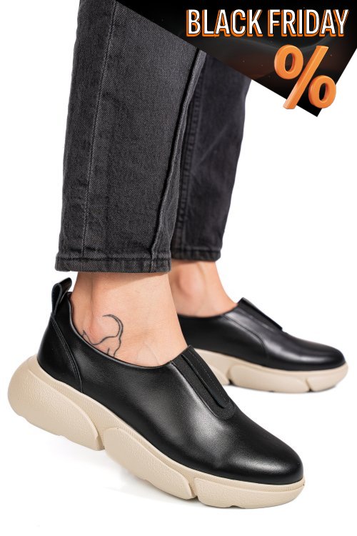 Fekete természetes bőr sport cipők 2s7h002l