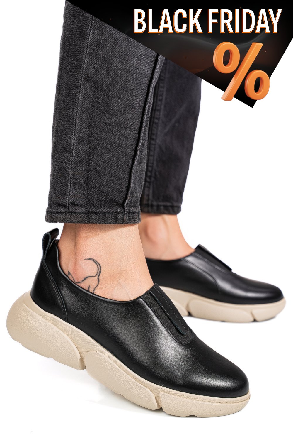 Fekete természetes bőr sport cipők 2s7h002l