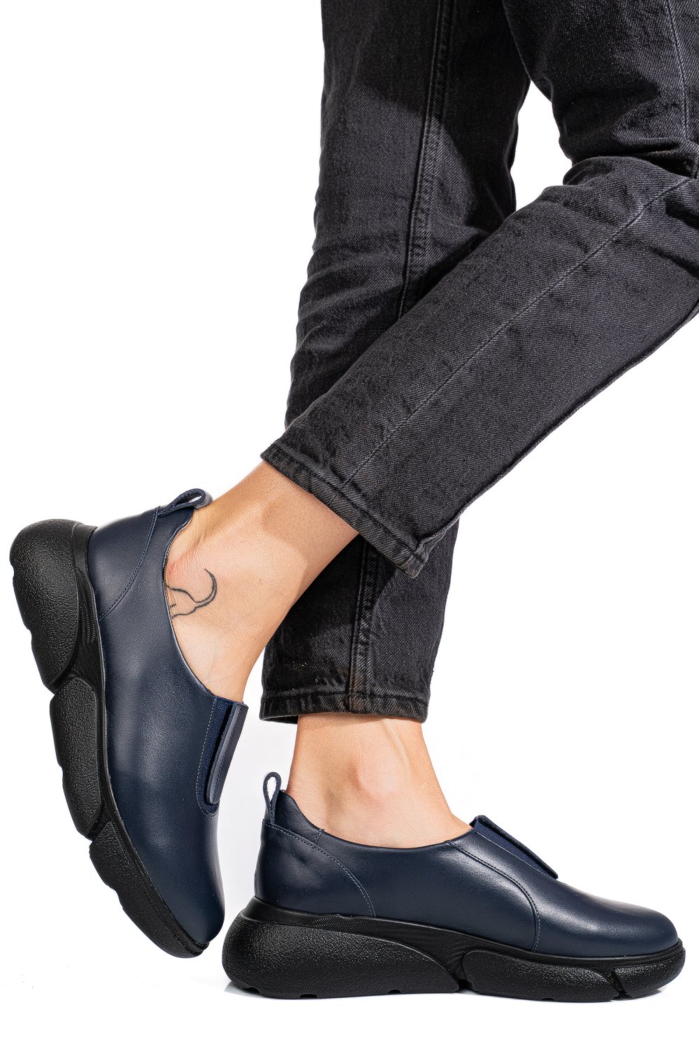 Kék természetes bőr női lapos cipők 2s7h002l