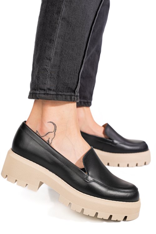 Fekete természetes bőr női lapos cipők 2s7h22