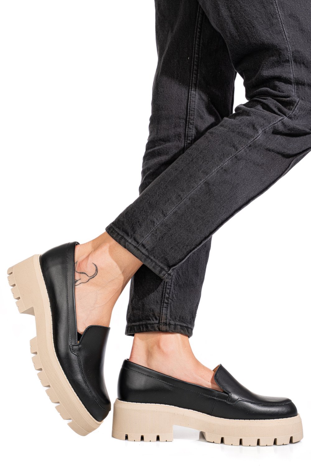 Fekete természetes bőr női lapos cipők 2s7h22