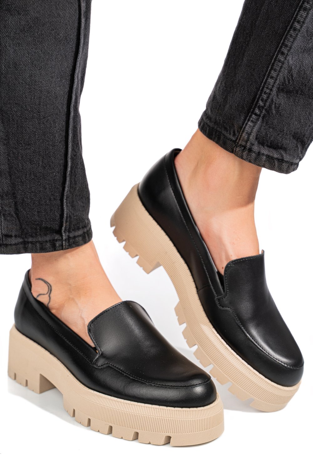 Fekete természetes bőr női lapos cipők 2s7h22