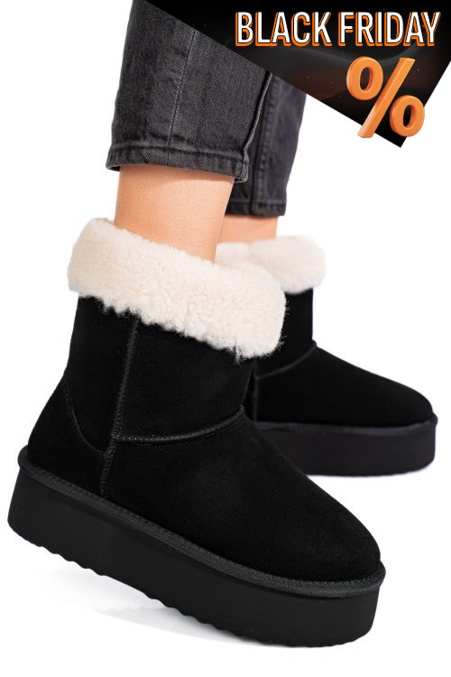 Fekete fordított bőr csizma 1s7h271