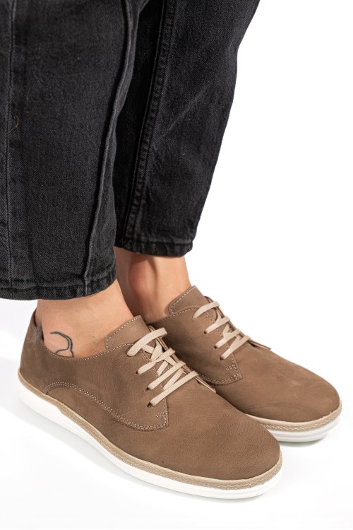 Barna fordított bőr női lapos cipők 3s7h15