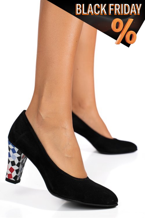 Fekete fordított bőr magassarkú cipők 1s7h707b