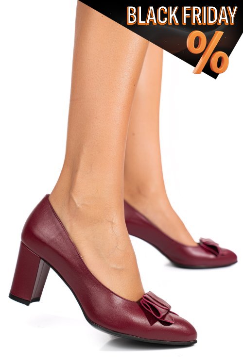 Bordó természetes bőr magassarkú cipők 5s7h010
