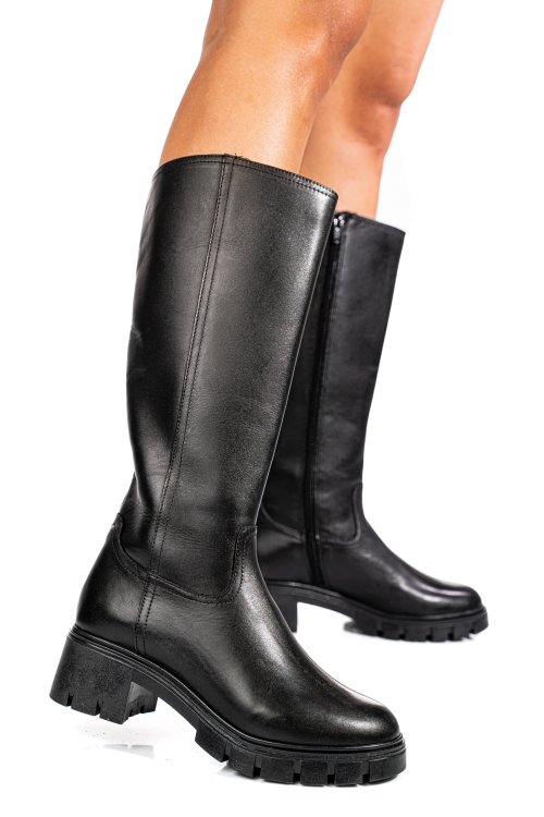 Fekete természetes bőr csizma bs7hb08-4204