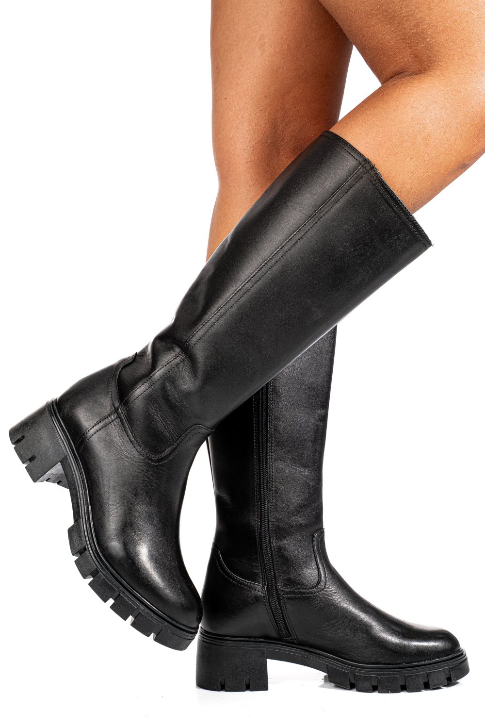 Fekete természetes bőr csizma bs7hb08-4204