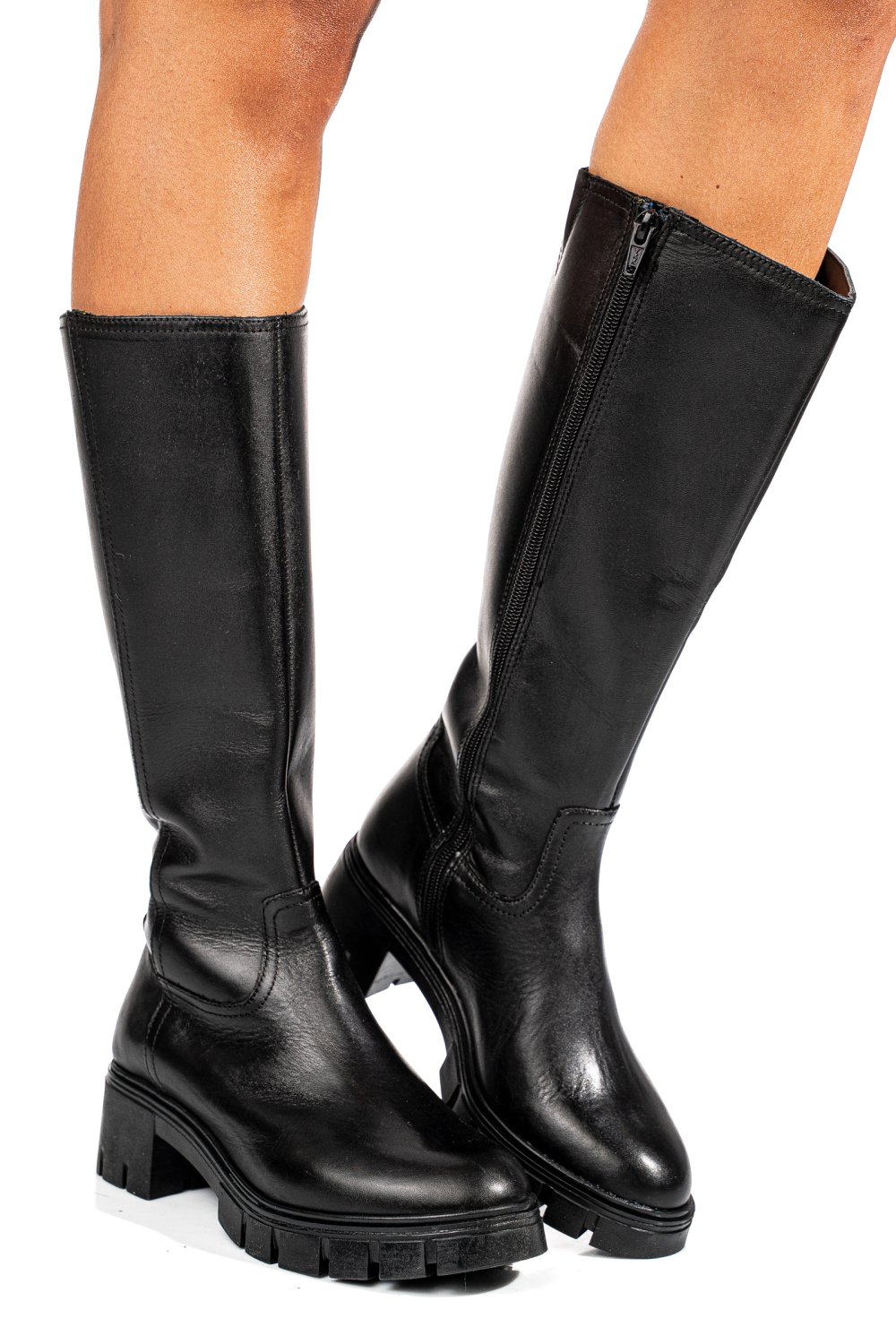 Fekete természetes bőr csizma bs7hb08-4204