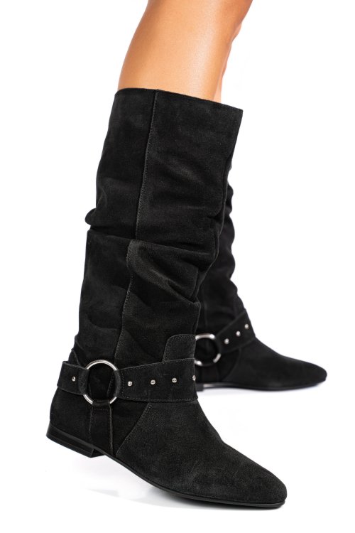 Fekete természetes bőr csizma 9s7h377